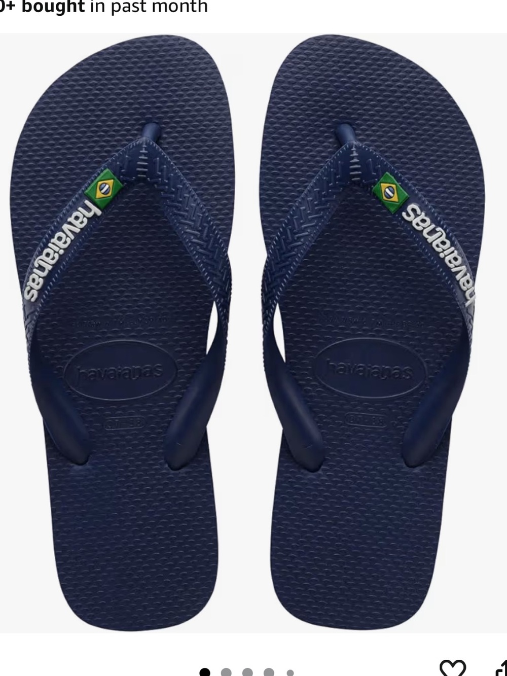 Havaianas Navy Blue Flip Flops with Brazil Flag Accent Size 13
